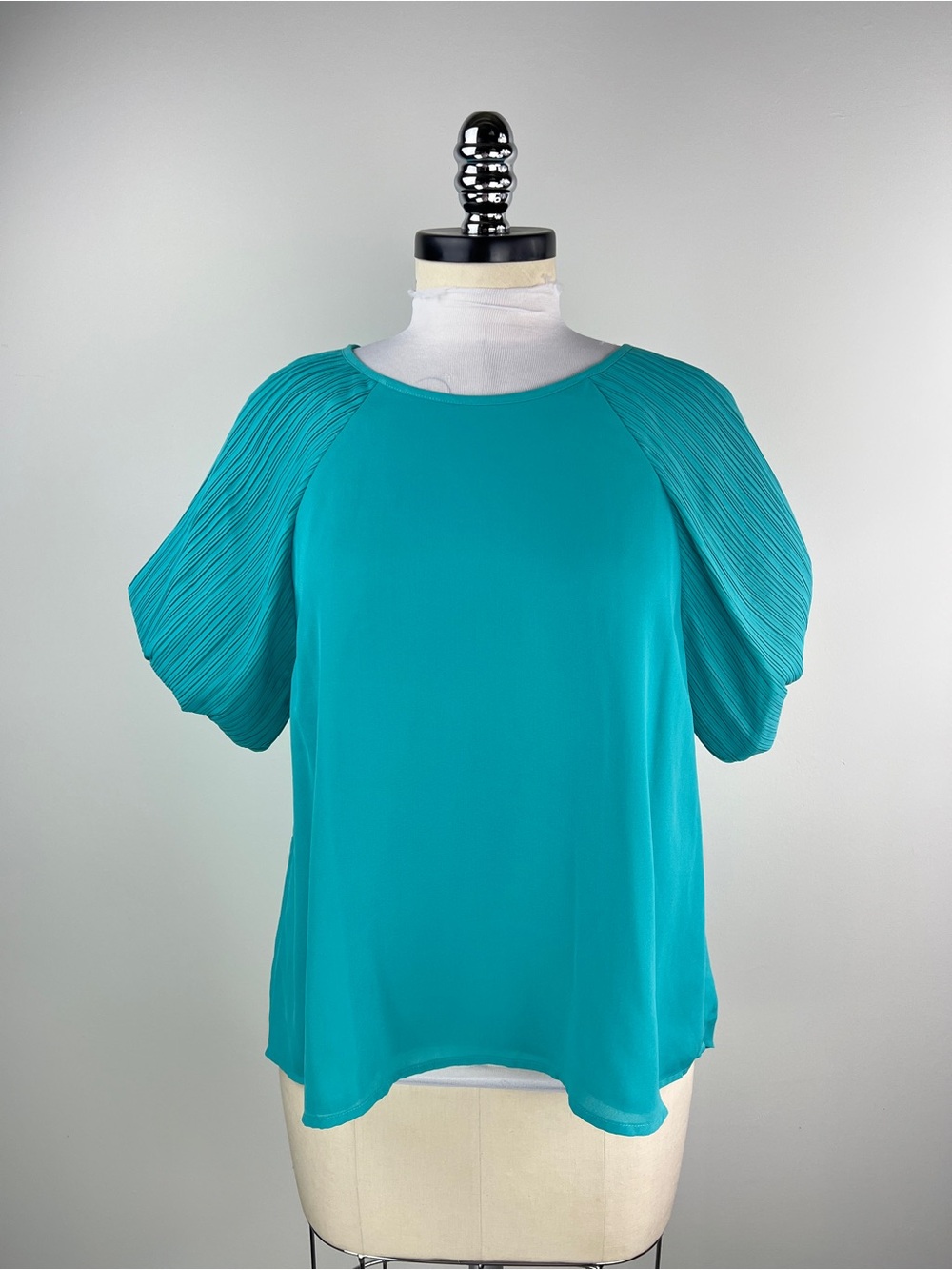 💚 3629. Teal Plisse Raglan Puff Sleeve Blouse